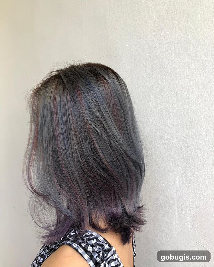 Woman with Gray and Purple Hair
