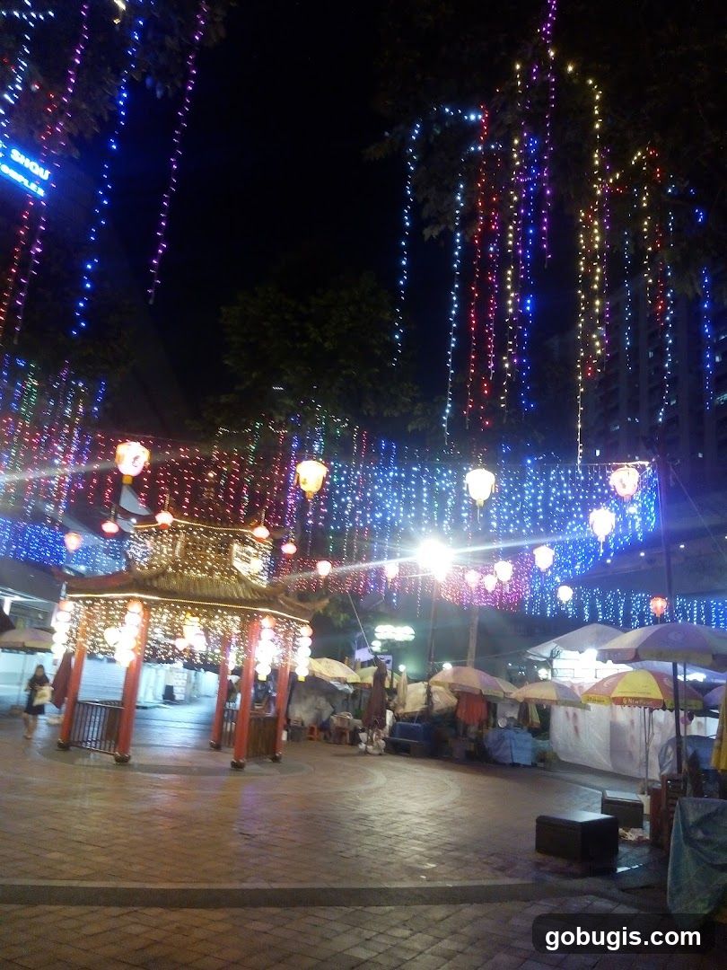 Night Market with Lanterns and Lights