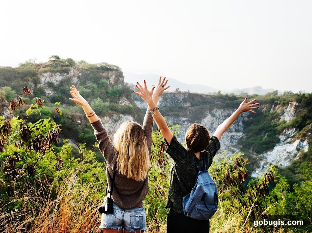 Two Women Enjoying a Scenic View