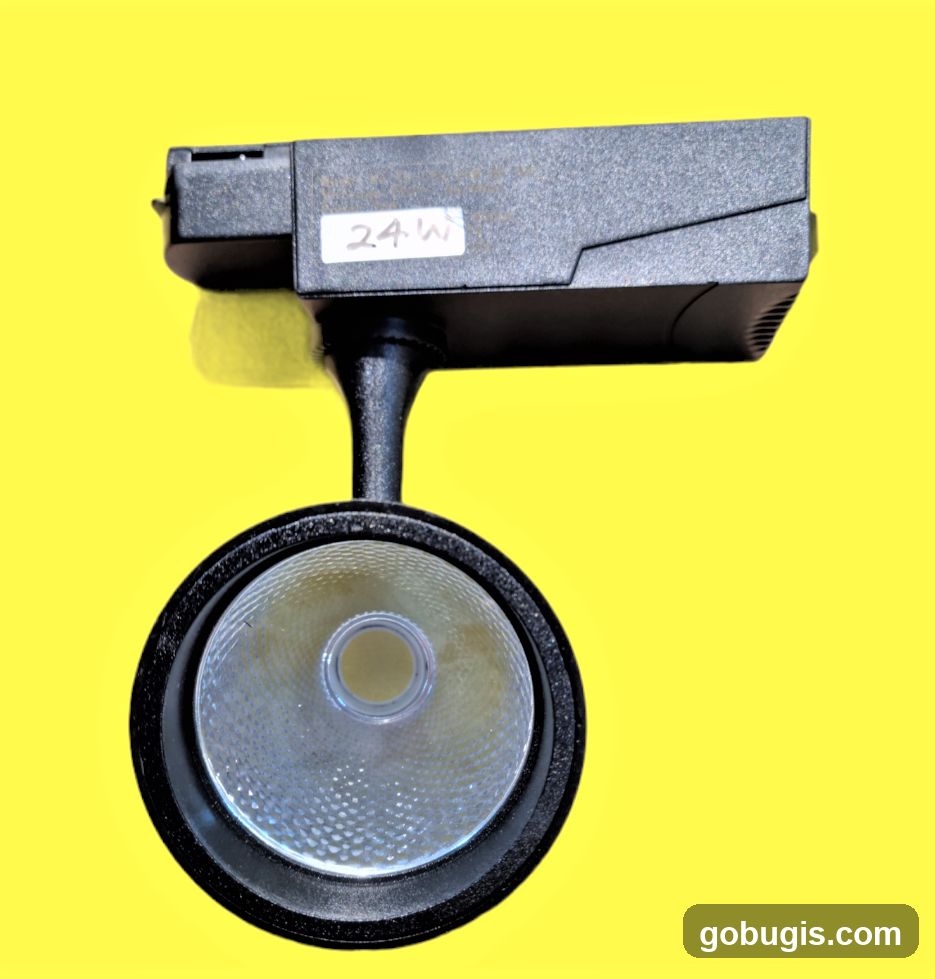 Black LED track light with 24W label