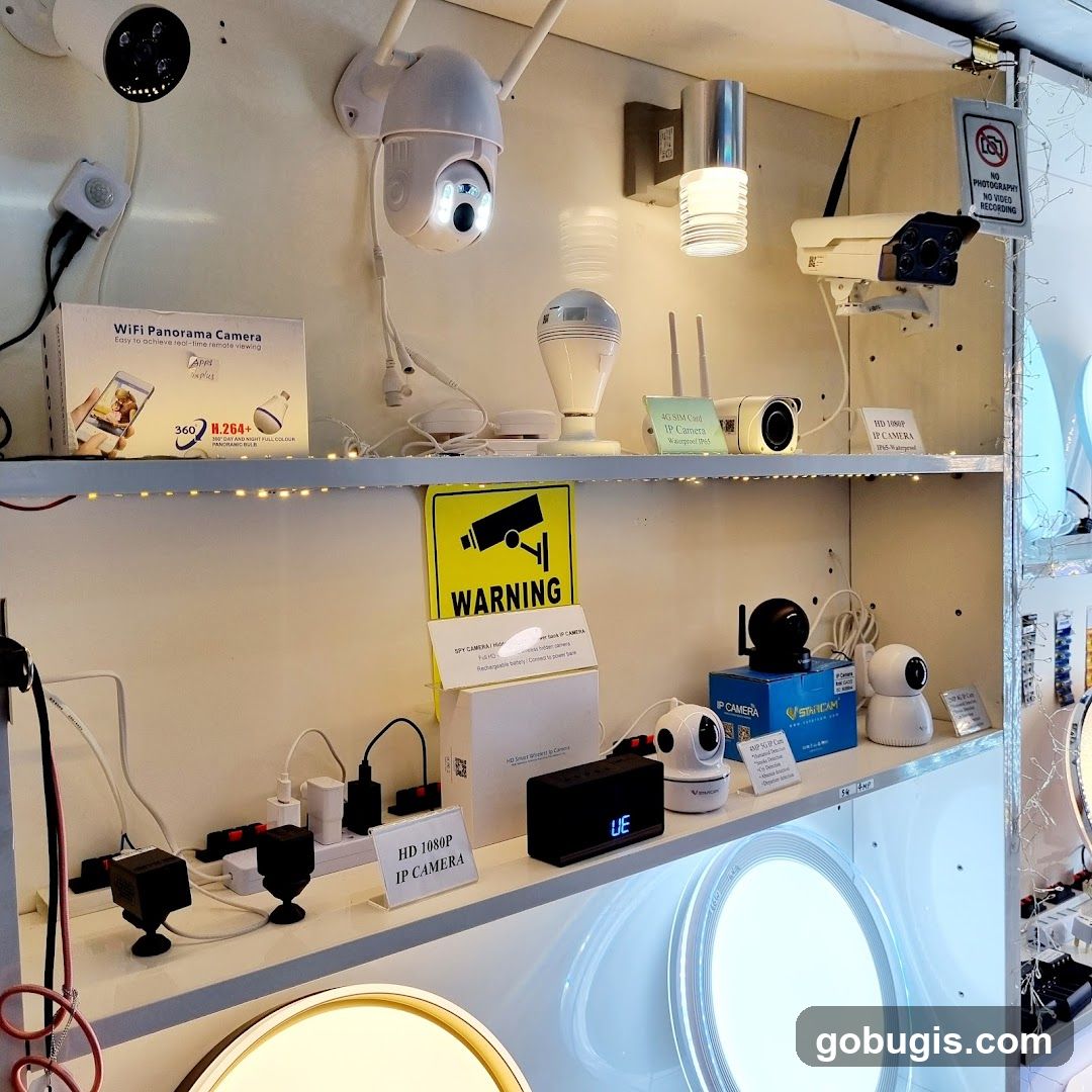 Security Cameras and Accessories Display