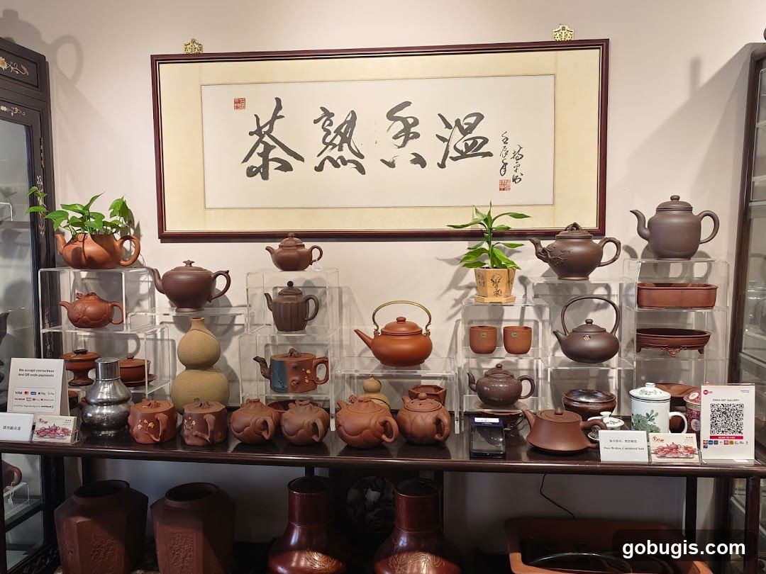 Display of Teapots and Ceramics