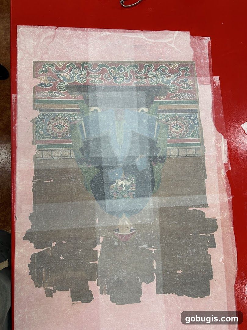 Traditional Artwork Under Protective Sheeting