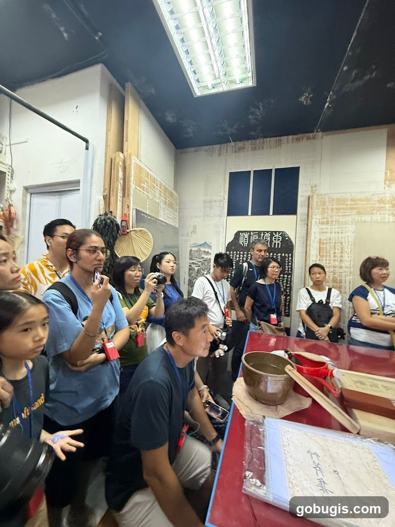 People observing a demonstration