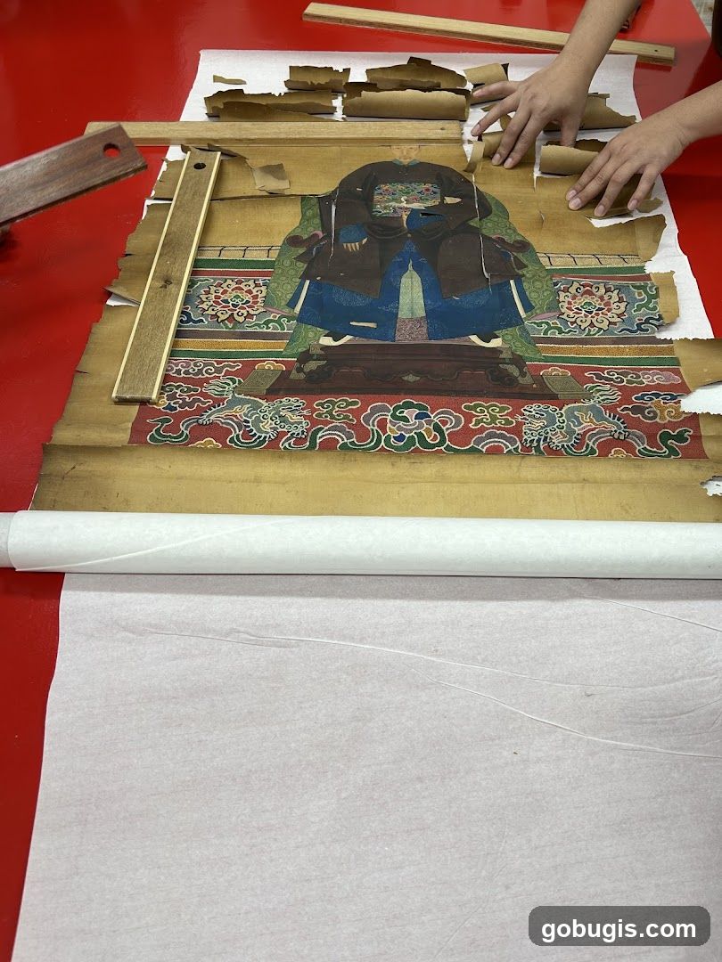 Restoration of an ancient scroll painting