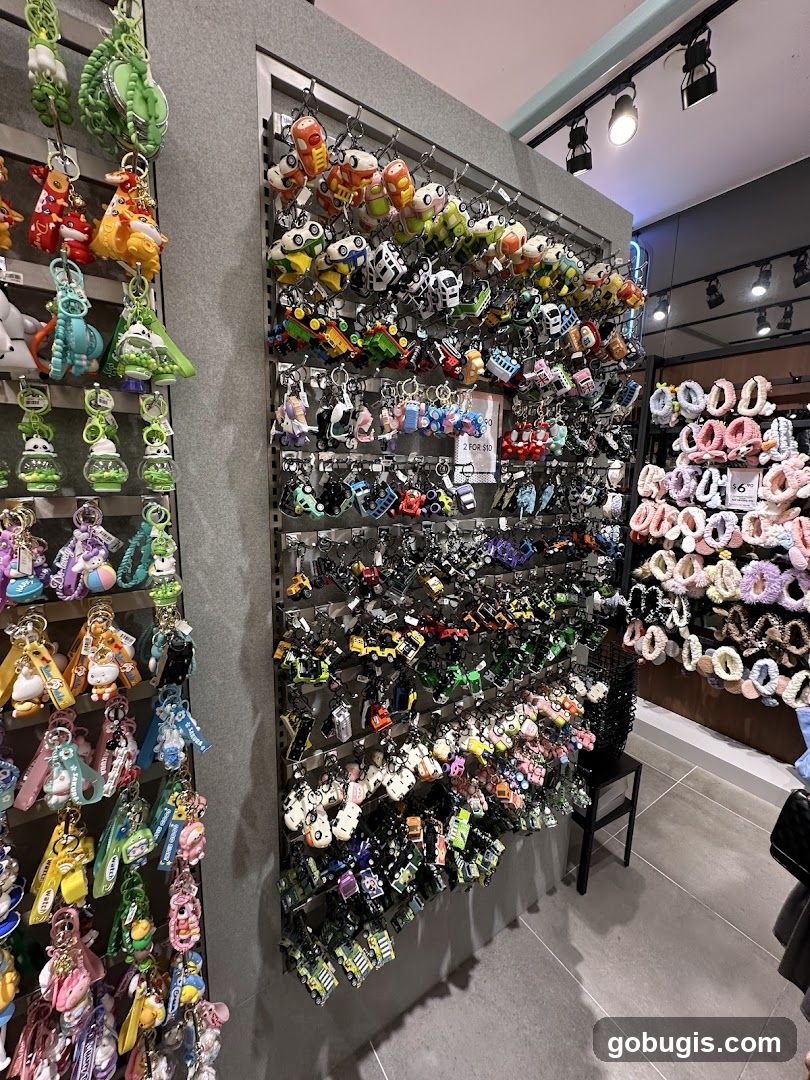 Display of Keychains and Hair Accessories