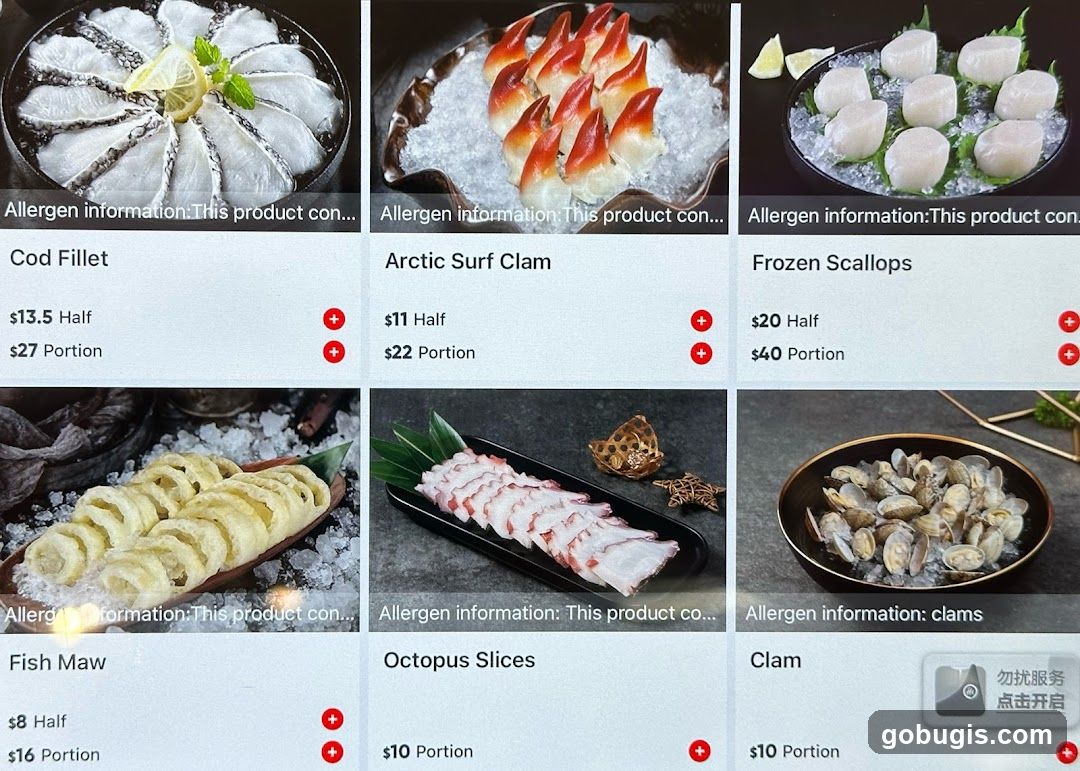 Seafood Menu