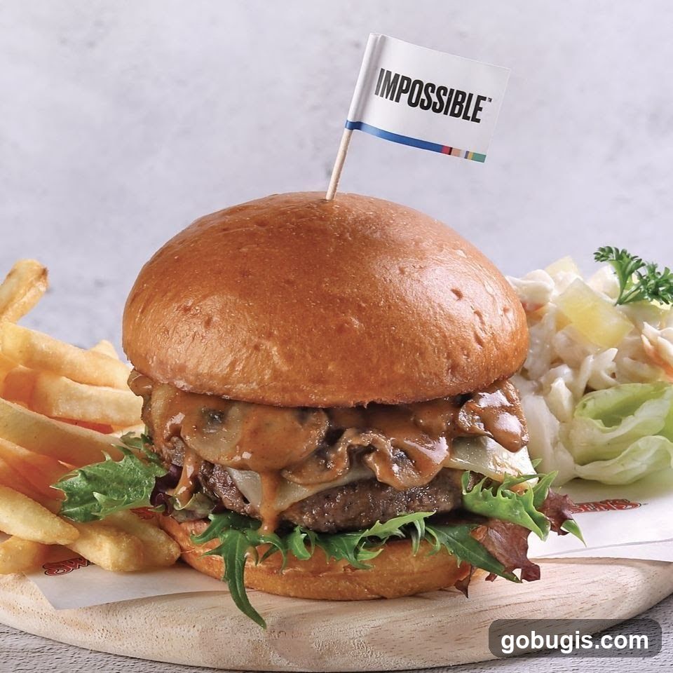 Impossible Burger with Fries and Coleslaw