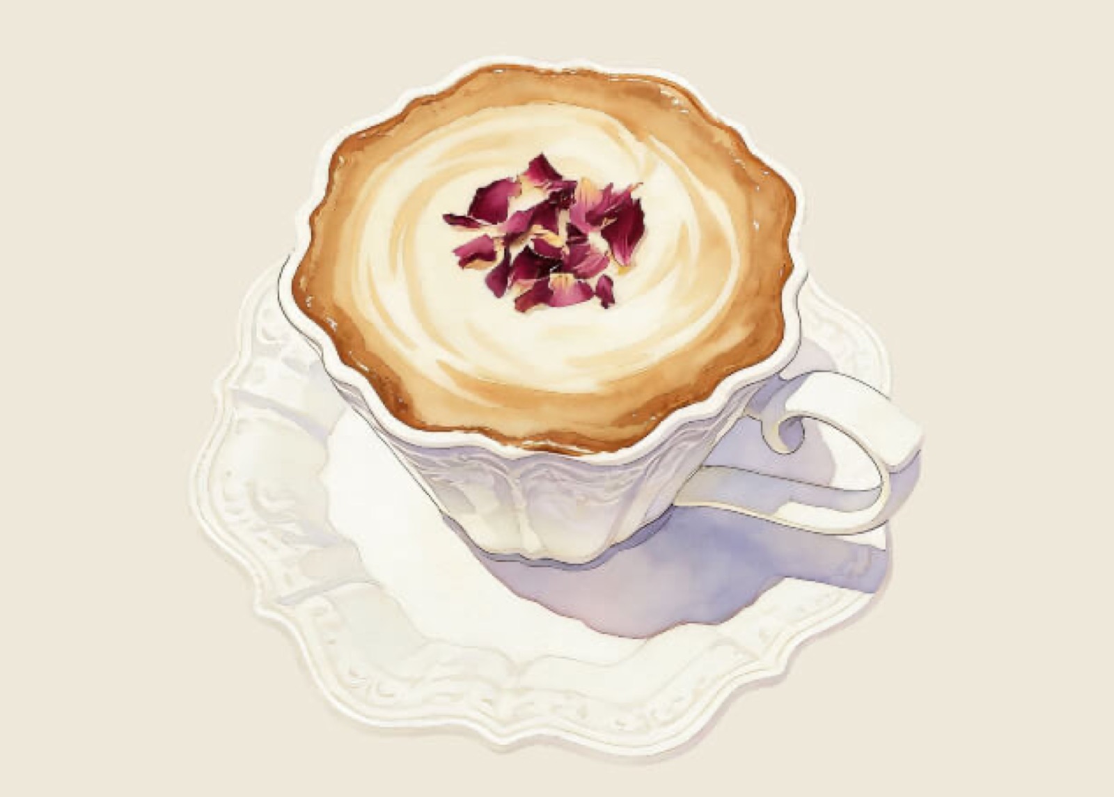 Rose latte from the Bloom and Boom daytime menu at Bugis+