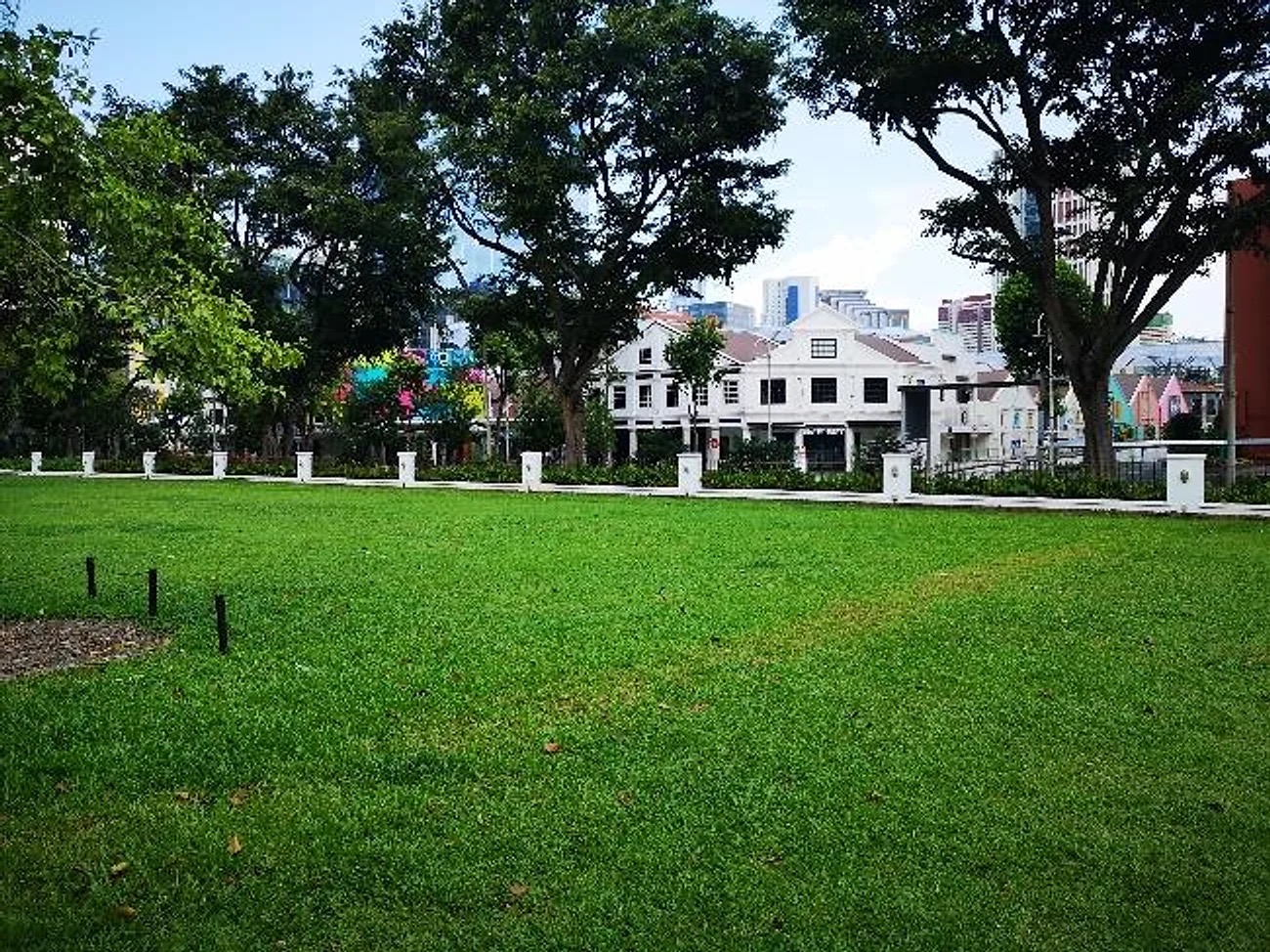 Lawn at the foothills of Fort Canning Park, the lower approach from the city streets