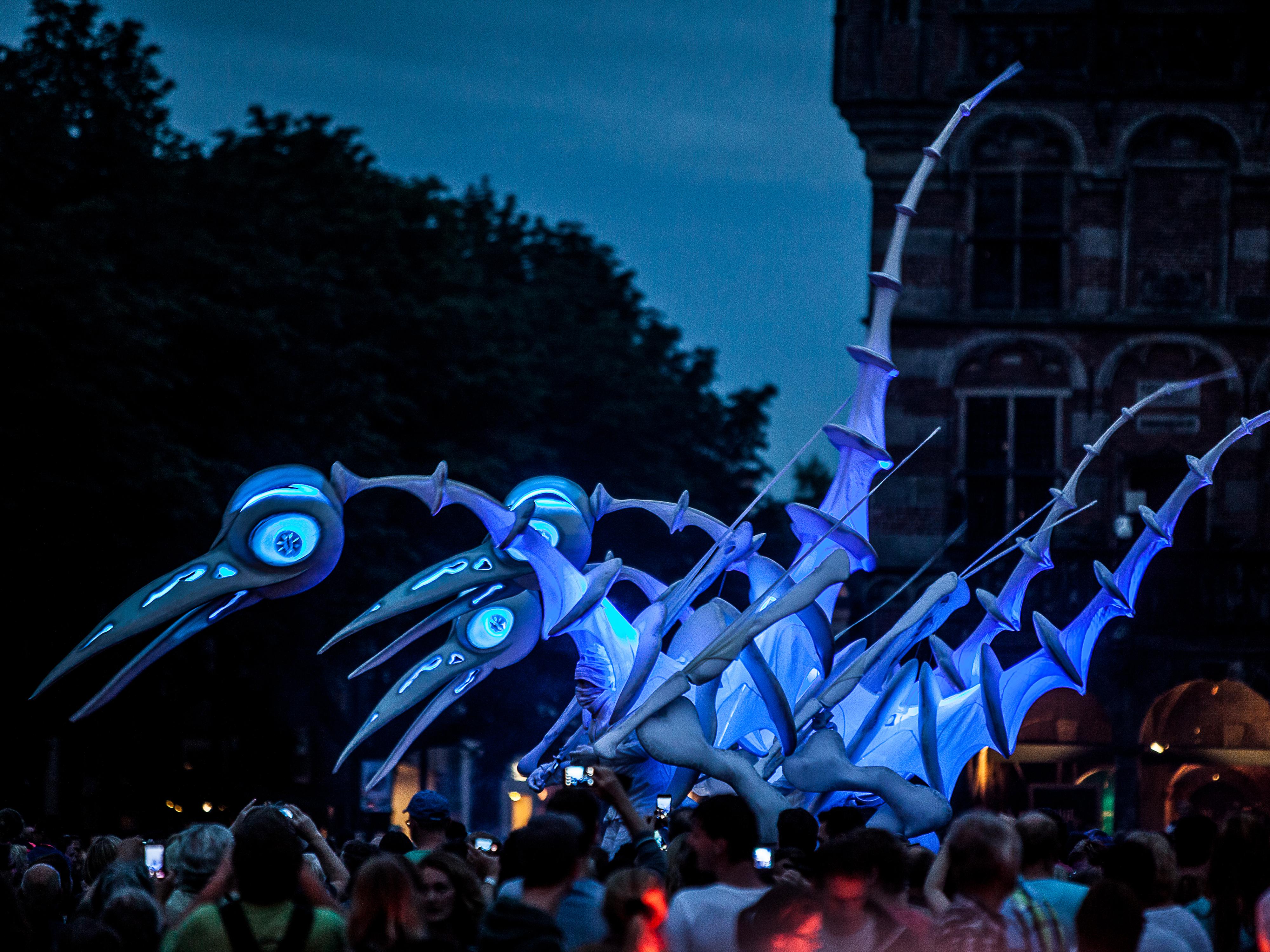 Birdmen by Close-Act Theatre at the National Museum grounds during Singapore Night Festival 2026 opening weekend