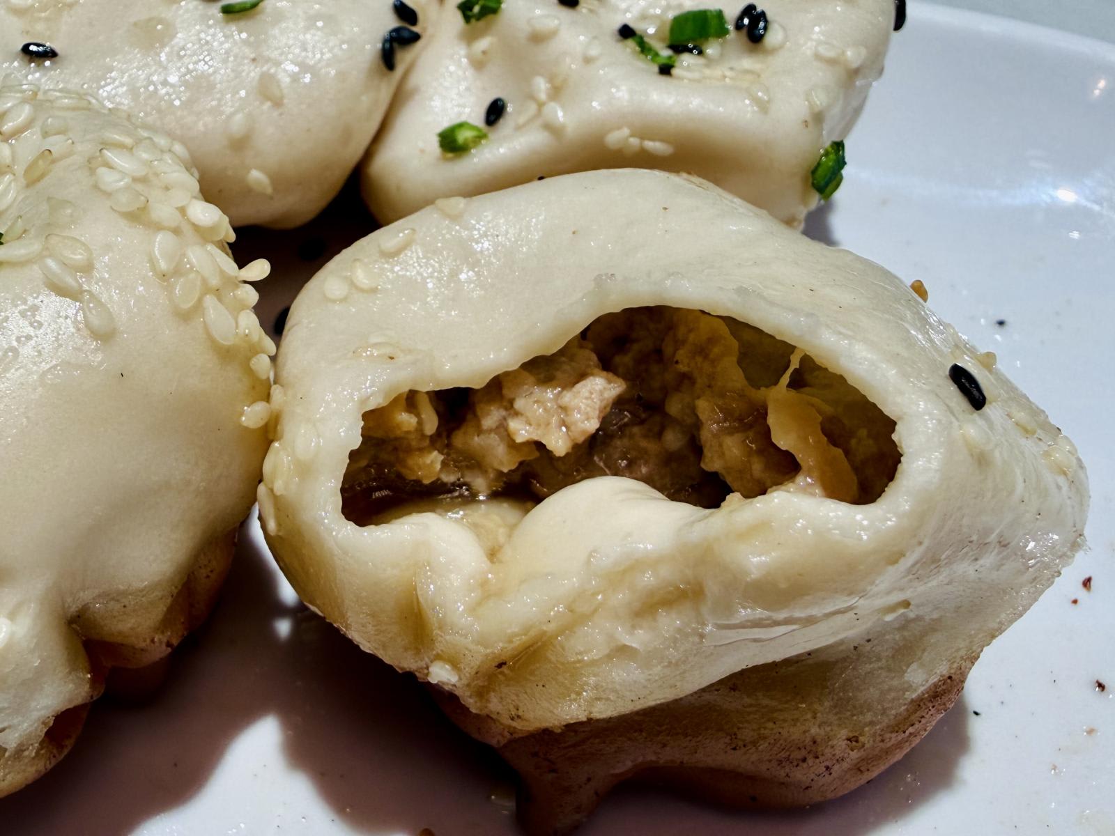 Soup filling inside Yang's pork shengjianbao at Bugis Junction